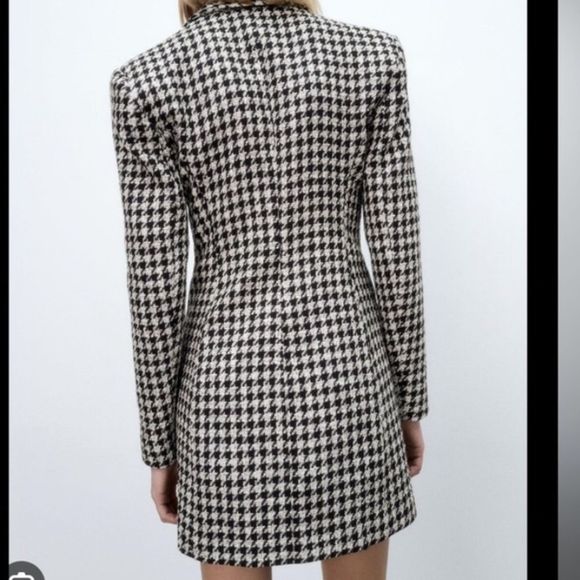 NWT Zara Houndstooth Structured Blazer Dress - Picture 3 of 16